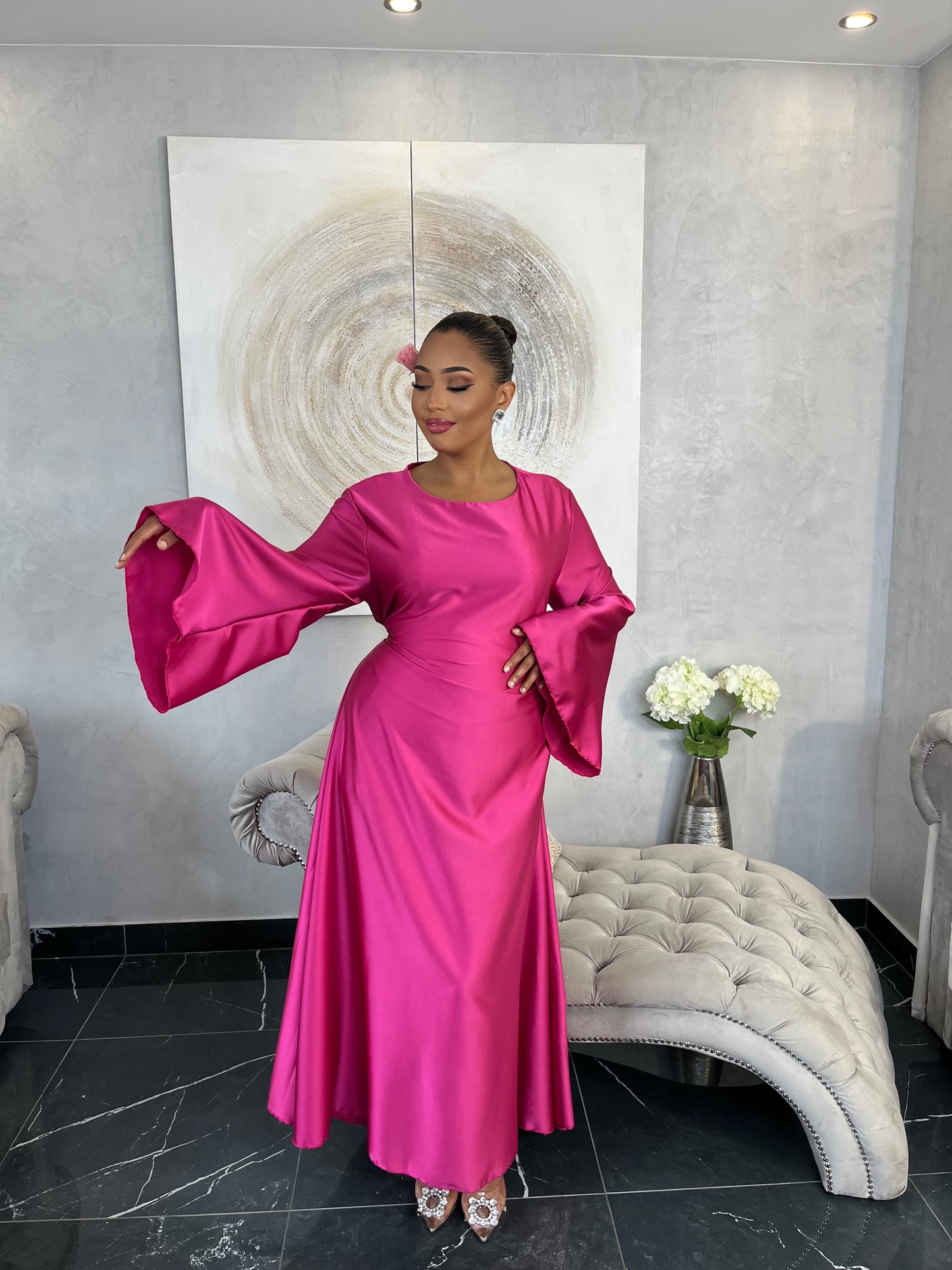 Robe longue ceinturée princesse Inès