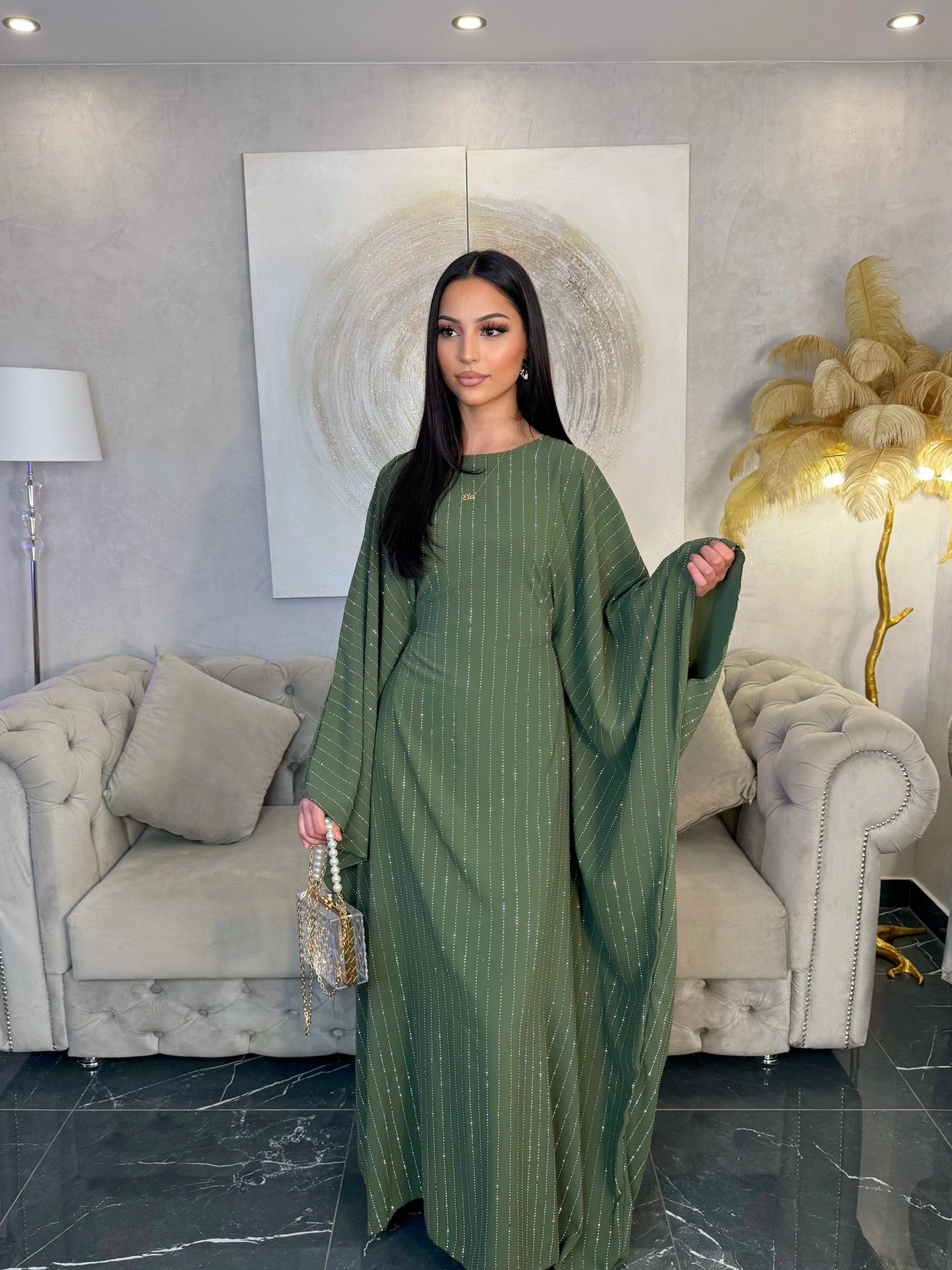 ABAYA DEUX PIECES A STRASS PRINCESSE JAMILA