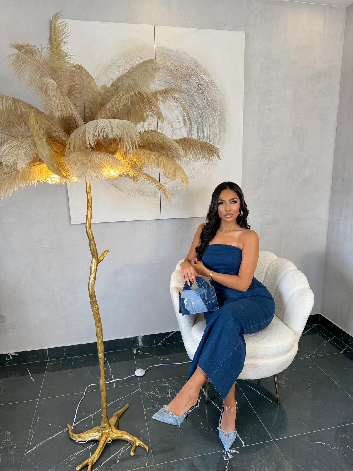 Robe longue en jean bustier princesse Aelis