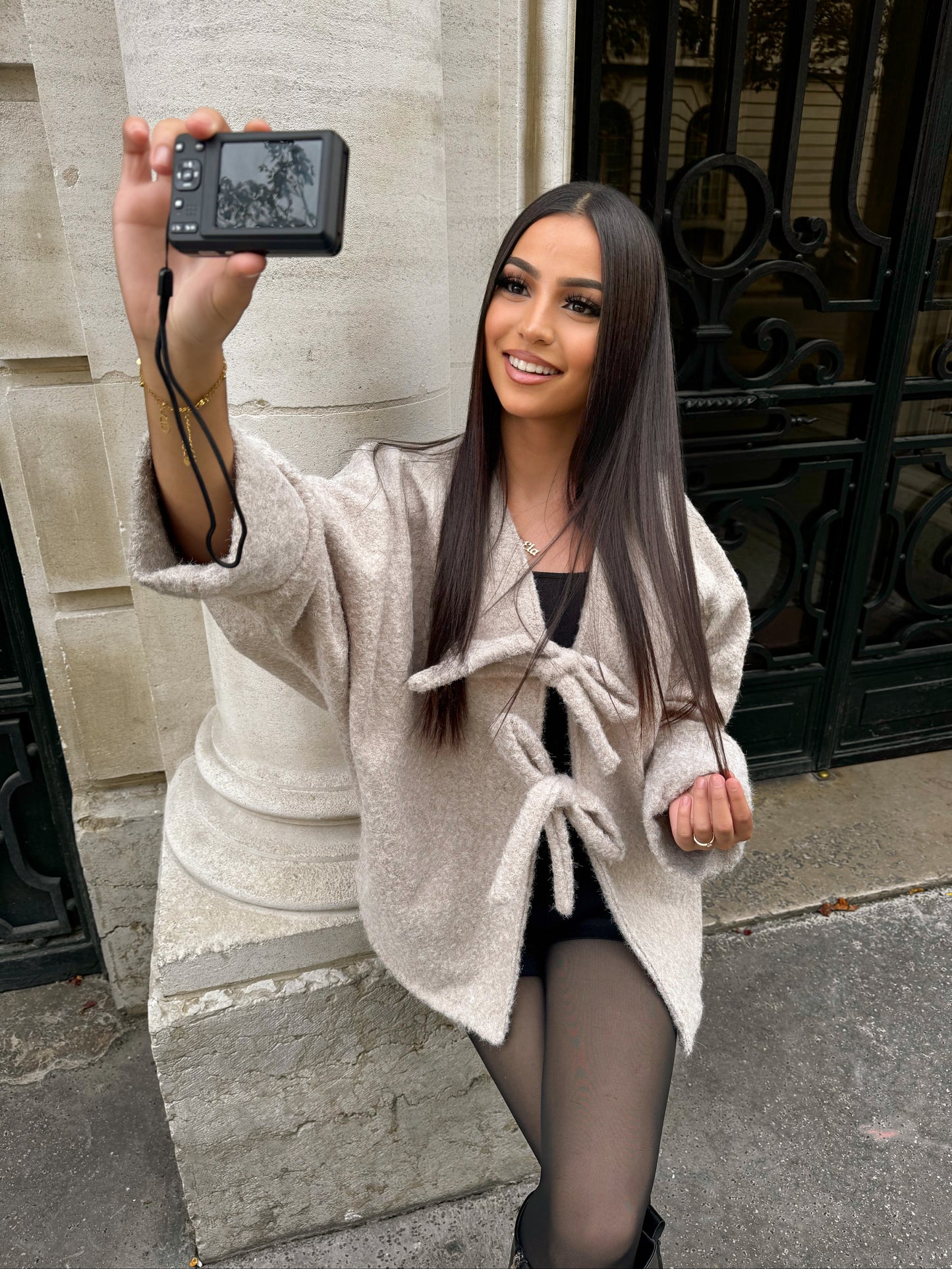 GILET A NOEUD BEIGE