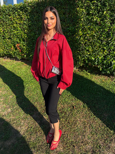 VESTE ROUGE À CARREAUX