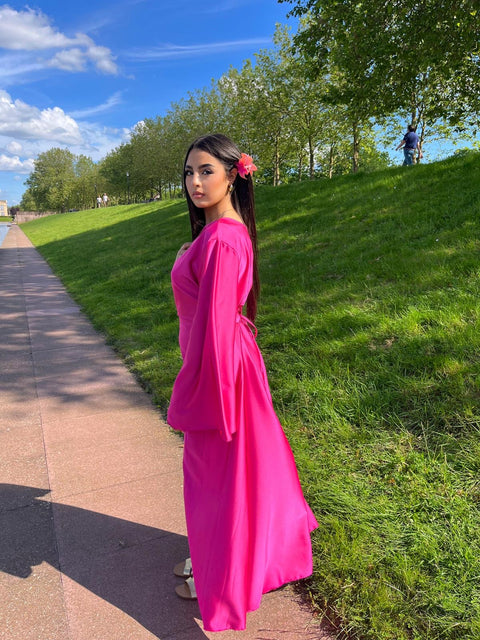 Robe longue ceinturée princesse Inès