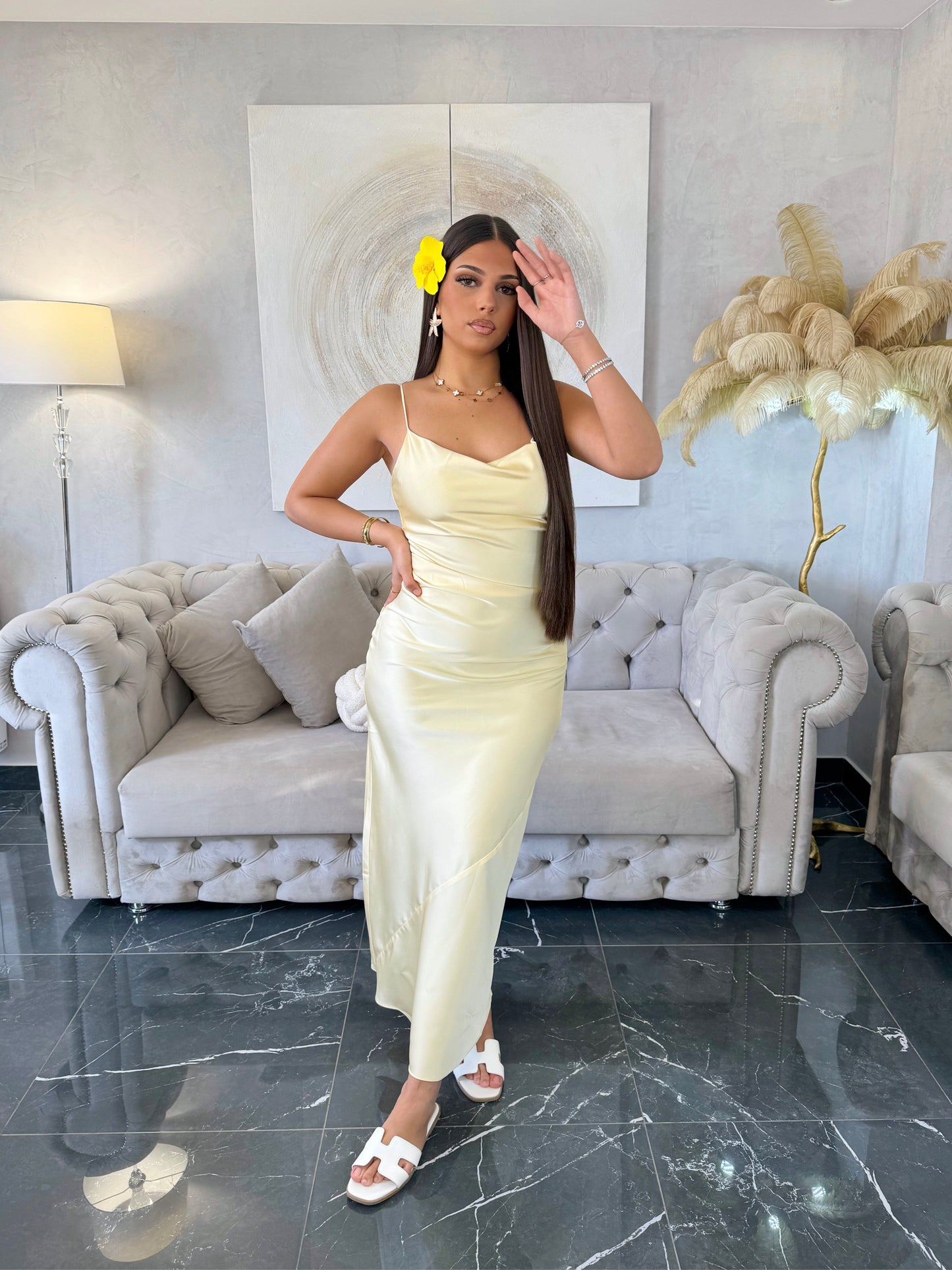 Robe longue satinée princesse Sofia