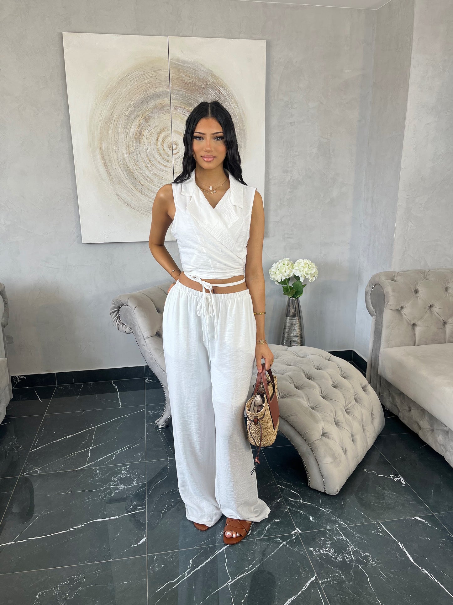 Ensemble pantalon effet lin princesse MYRIAM