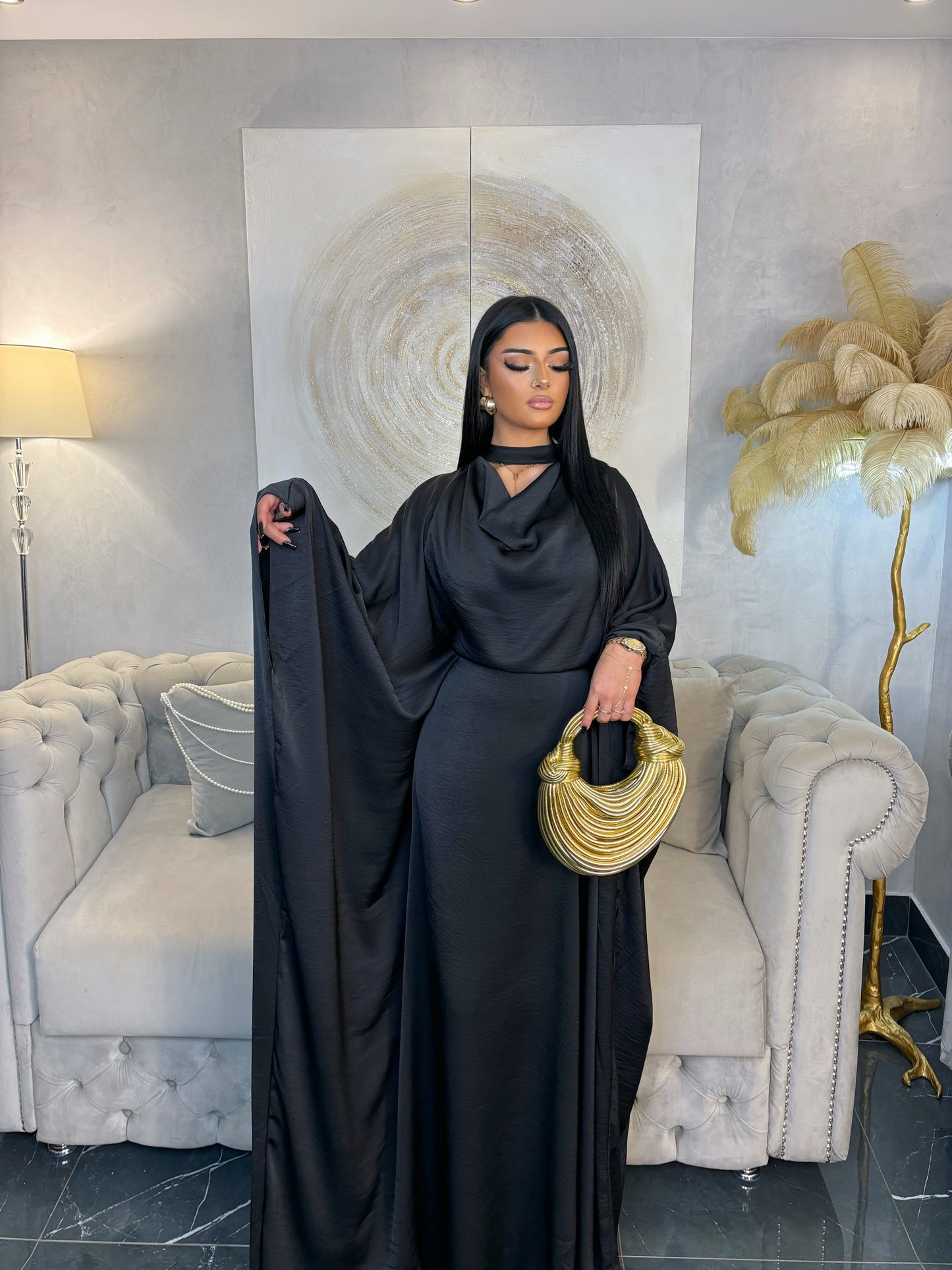 ROBE LONGUE DRAPÉE CINTRÉE À NOUER