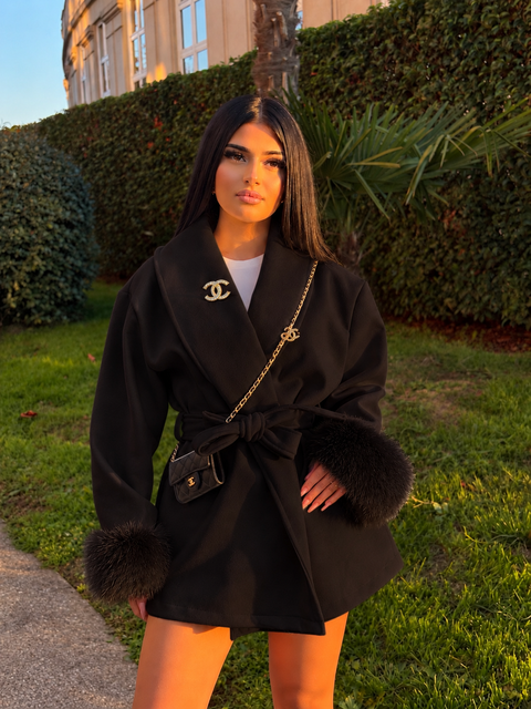 VESTE FOURURE CEINTURÉE PRINCESSE YARA