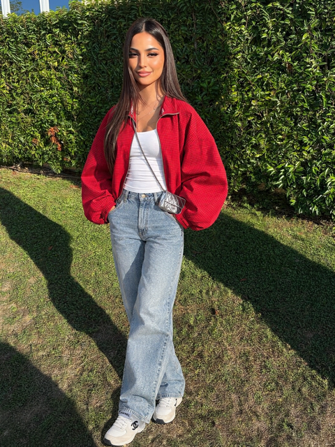 VESTE ROUGE À CARREAUX